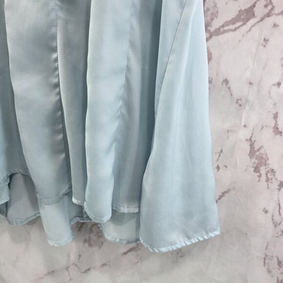 Anthropologie Top Womens Small Light Blue Tank Satin Flared Swing Flared - Picture 4 of 10